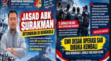 Jasad ABK Surakman Ditemukan di Bengkulu, GWI Dorong Pencarian Lima Jurnalis Dilanjutkan